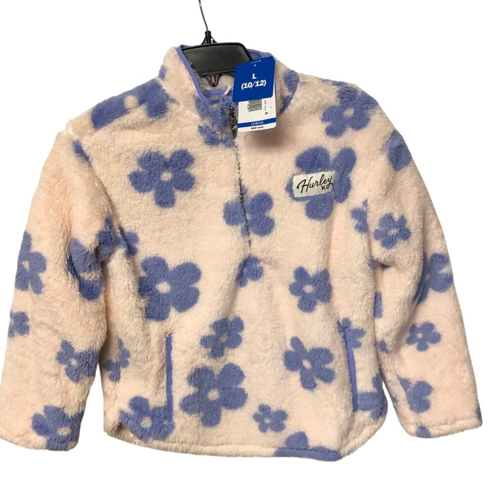 Hurley Girls Sherpa Printed Quarter-Zip Jacket size SM 6/6X NWT